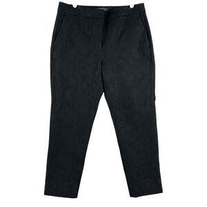 ANN TAYLOR Womens Ankle Lace Jacquard Black Dress Pants Size 6P Stretch Mid Rise